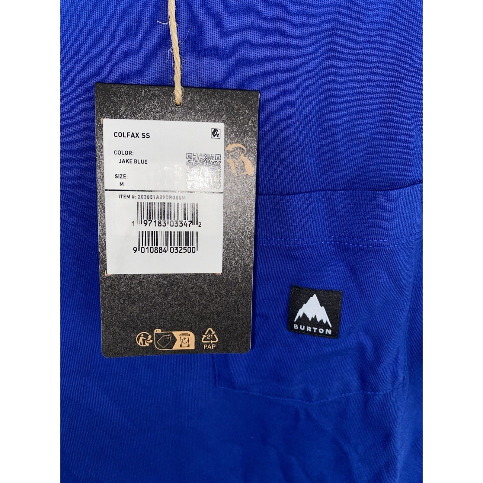 Nwt Burton Colfax Short Sleeve Pocket Tee T-Shirt Blue Mens Medium — image 3 of 5